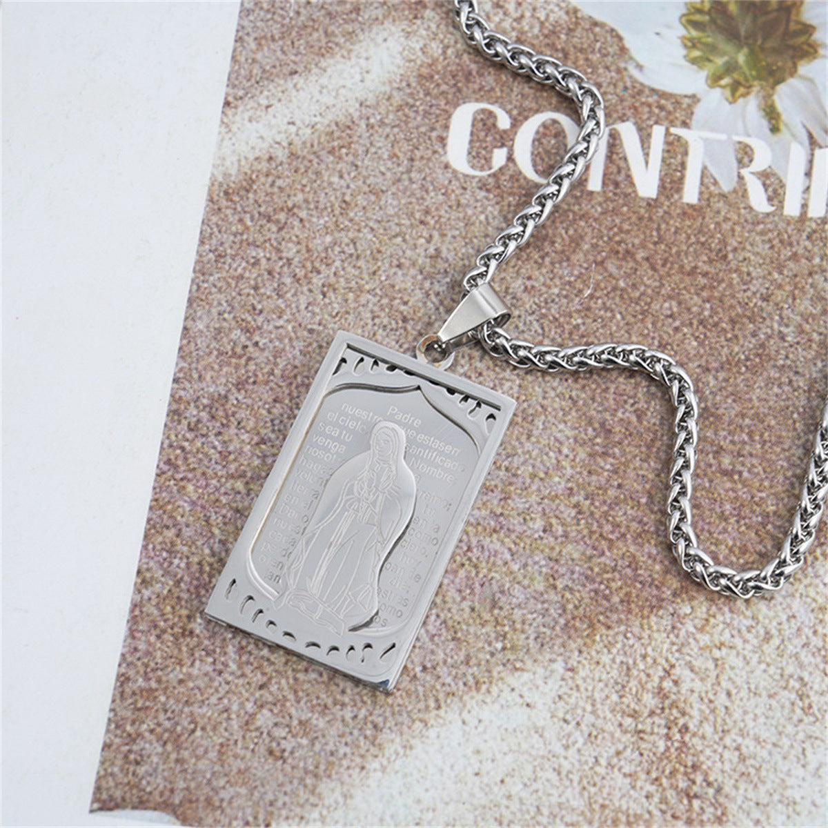 Men's Virgin Mary Medal Stainless Steel Spanish Necklaces