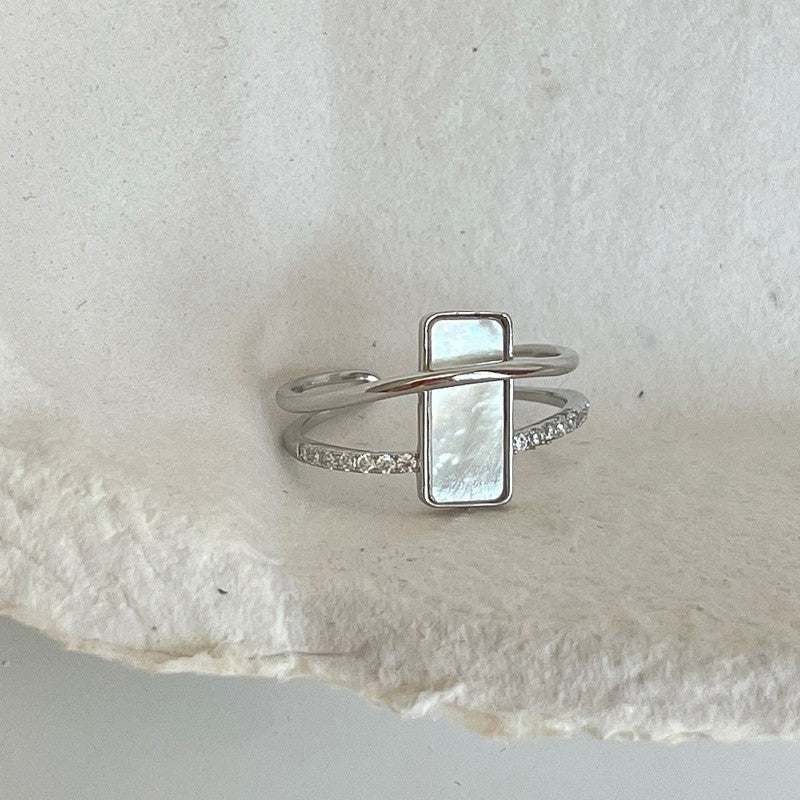 Real Gold Electroplated Zircon Buckle Light Luxury High Sense Index Ring