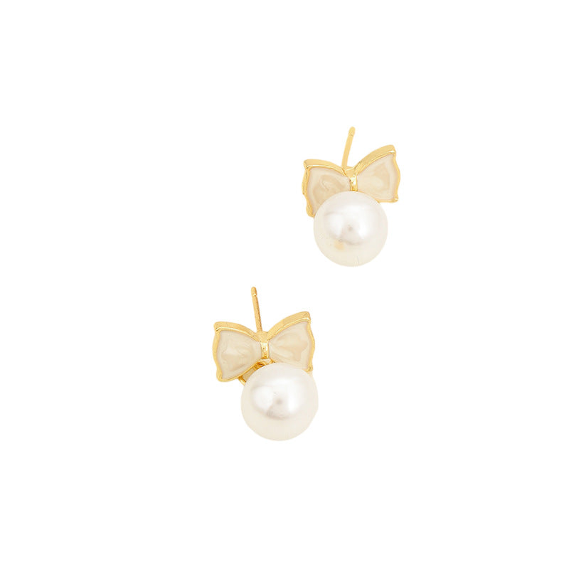 Women's Light Luxury Eardrops Elegant High-grade Bow Drop Oil Rings