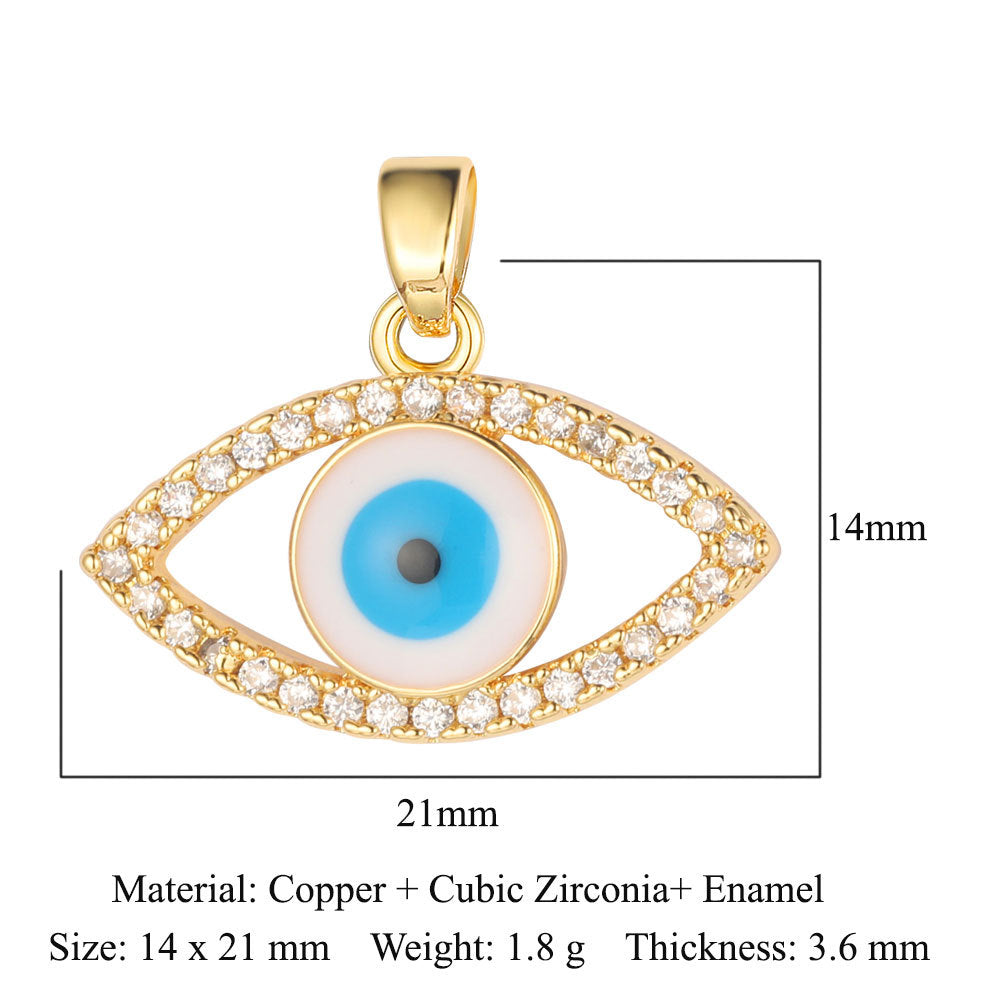 Rose Copper Zircon Crown Love Eyes Pendants