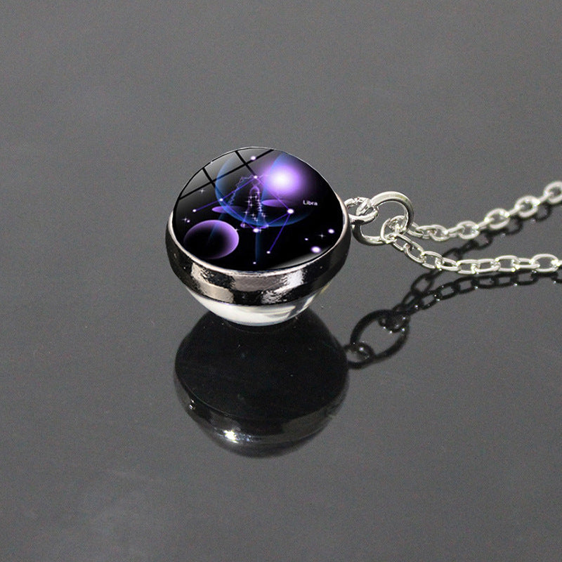 Sky Twee Constellation Glass Ball Time Stone Patch Necklace