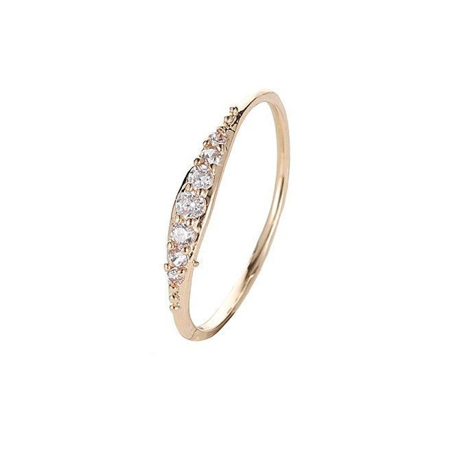Style Fashion Simple Zircon Couple Diamond Graceful Electroplated Ring