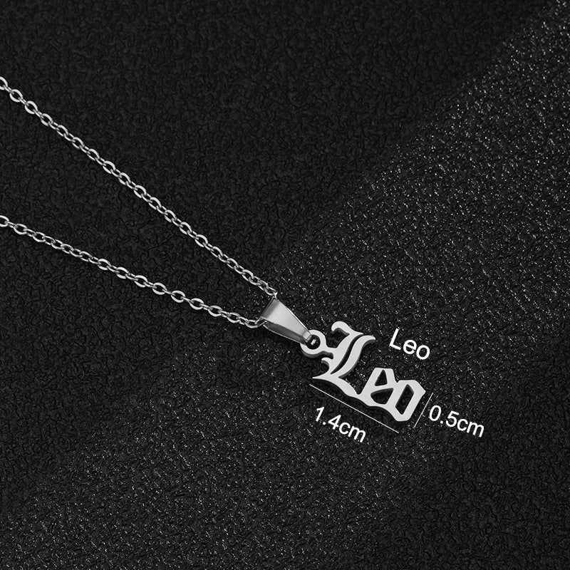 Women's & Men's Constellations Stainless Steel English Letters Titanium Clavicle Pendants
