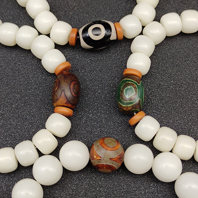 Women's Spot White Jade Bodhi Root Tibet Beads Buddha Bracelets