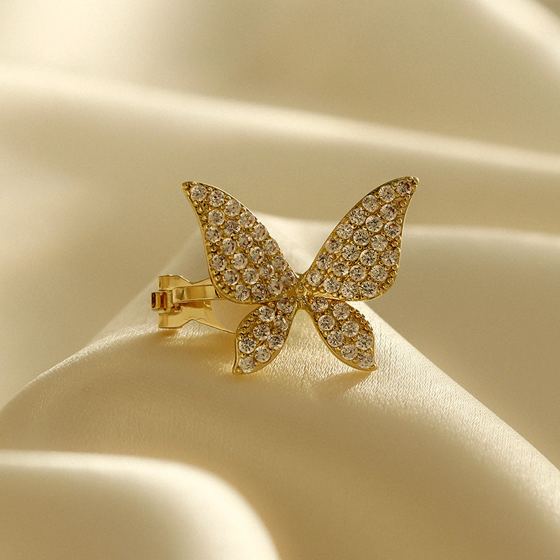 Women's Diamond Butterfly Delicate Simple Ear Clip Temperamental Earrings
