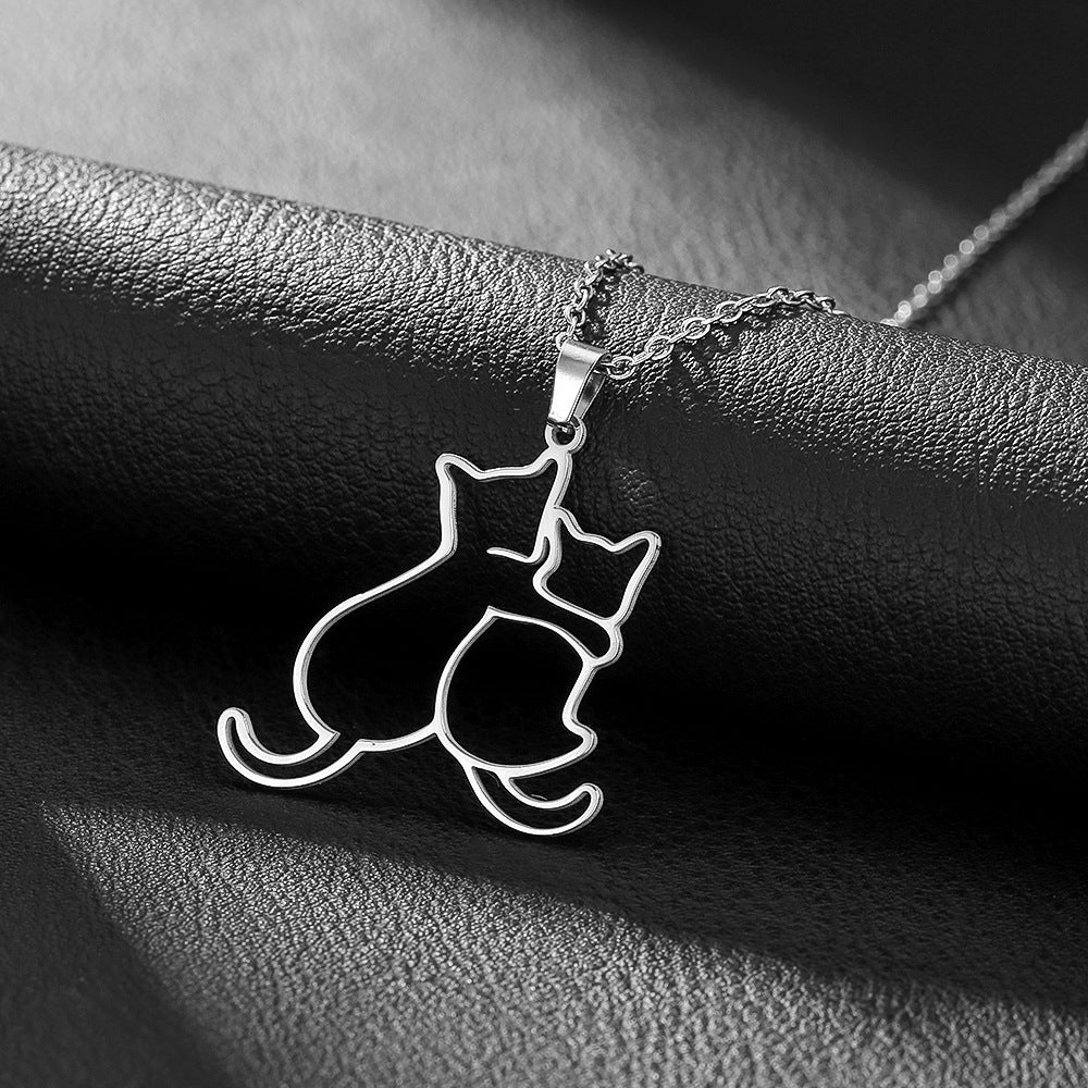 Steel Cross Love Couple Sweater Clavicle Necklace