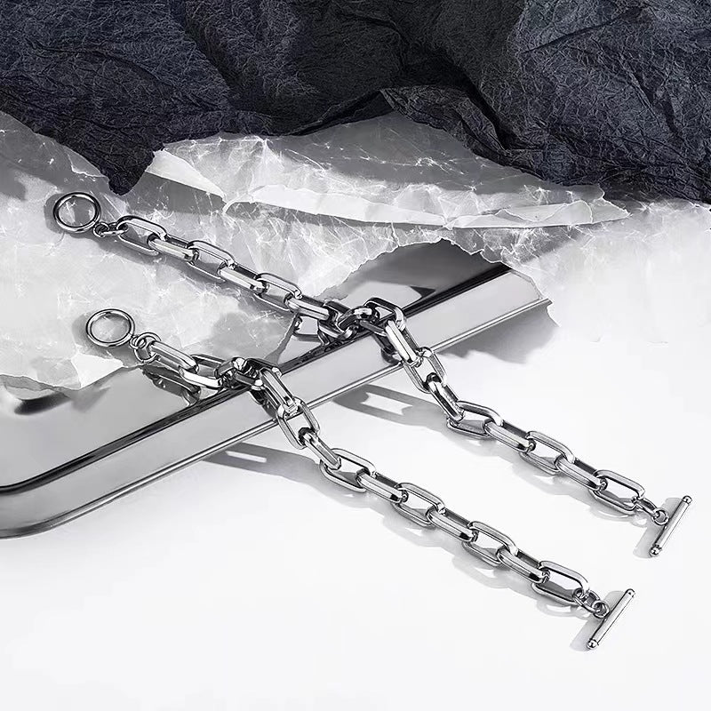 Men's Round Buckle Thick Straps Hip Hop Bracelet