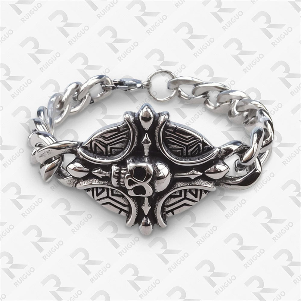 Men's Celtic Knot Skull Stainless Steel Cuban Cross Punk Retro Bracelets