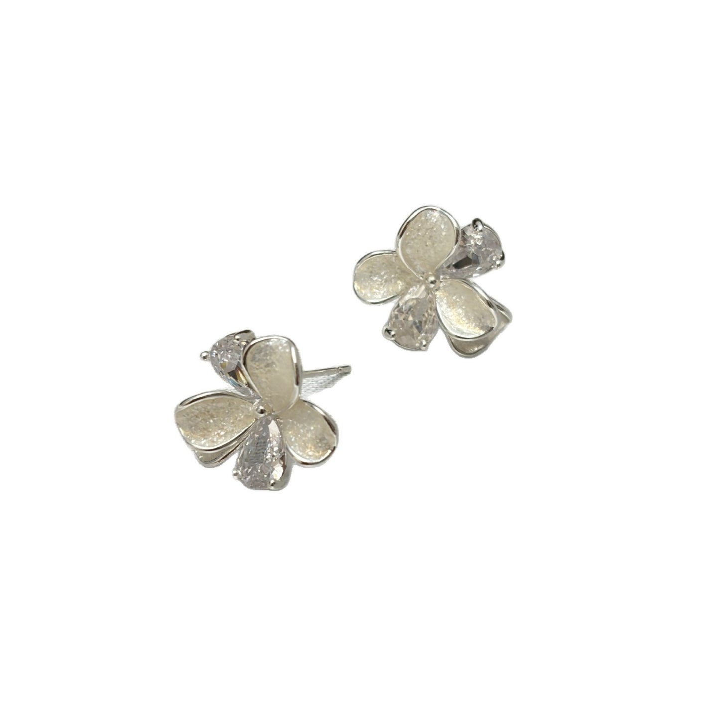 Women's White Star Drip Glazed Flower High-grade Super Shiny Stud Earrings