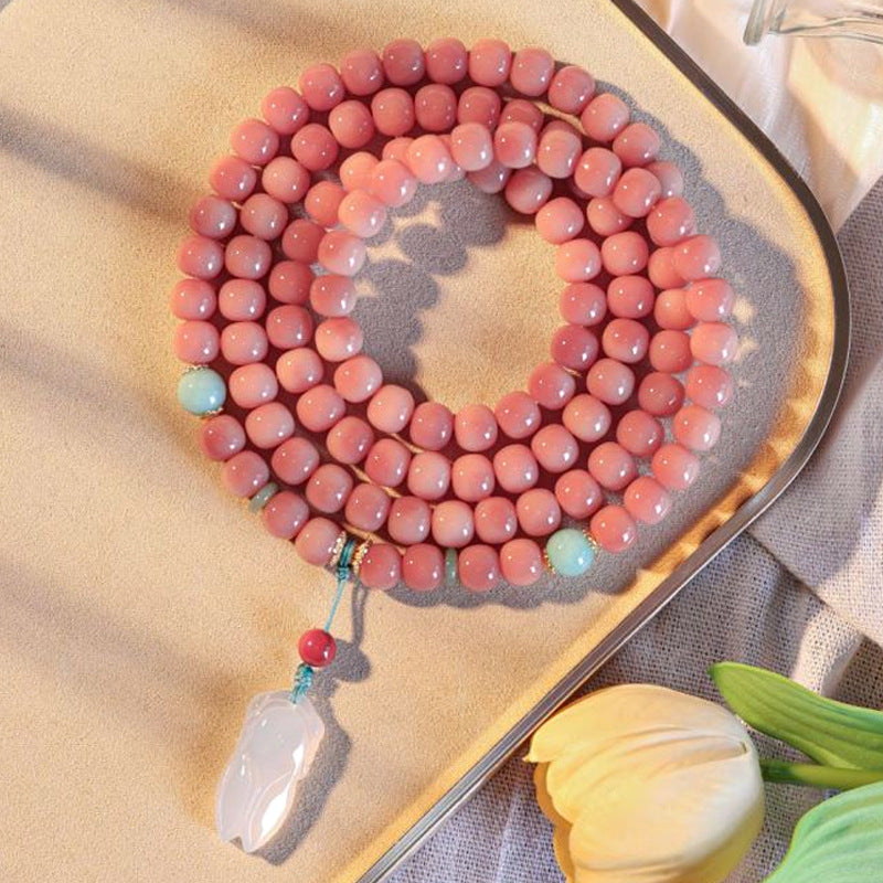 Women's & Men's Pink Lady Bodhi Seeds Hand-held Cultural Bracelets