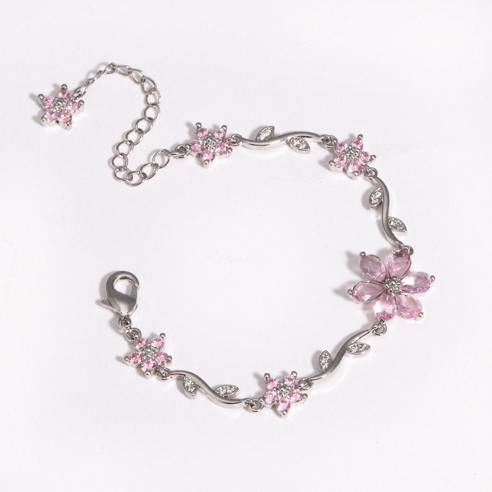 Cute Sweet Pastoral Style Love Heart Flowers Valentine's Day Bracelet