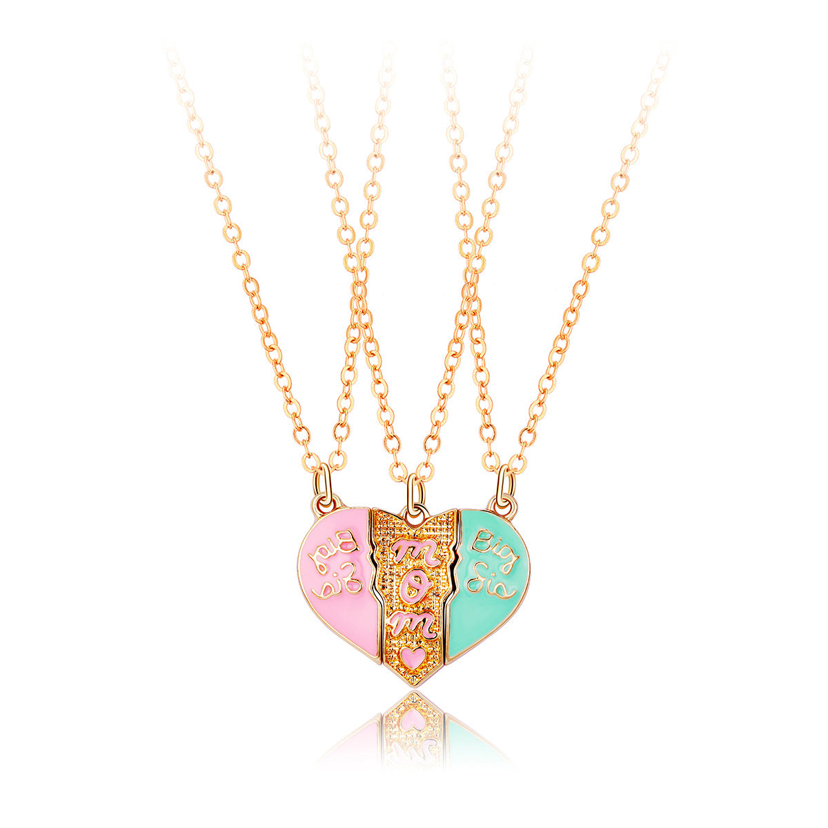 Children's Mother's Day Cartoon Heart-shaped Alloy Dripping Necklaces