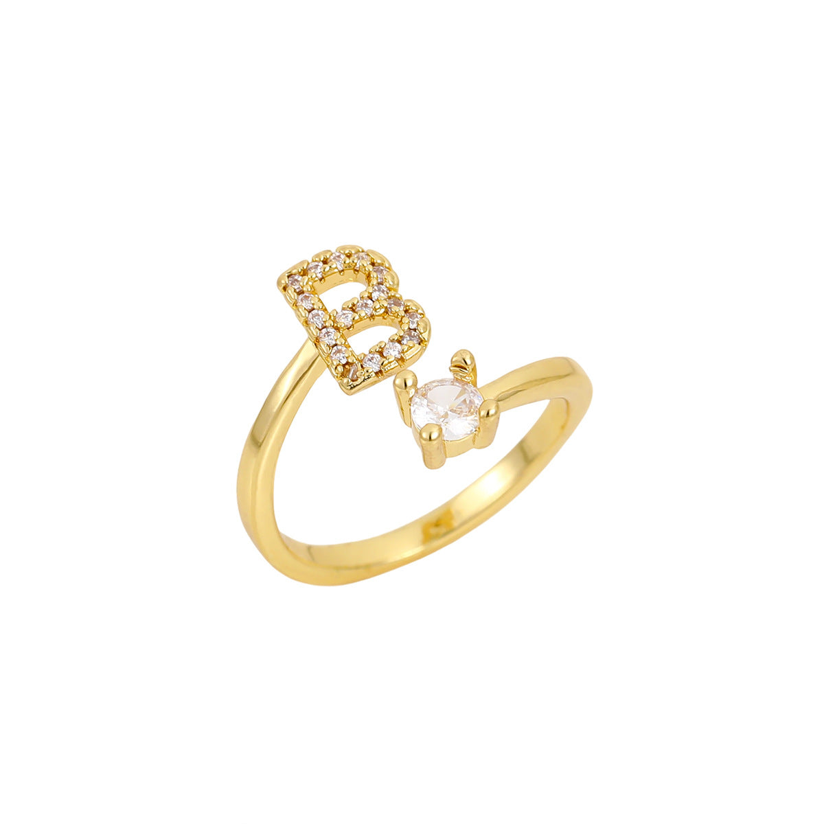 Gold Letter Open Male Female Personality Rings