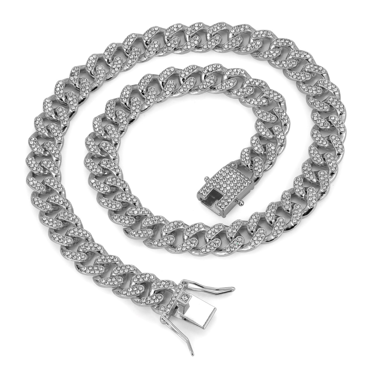 Men's Classic Cuban Link Chain Alloy Full Diamond Necklaces