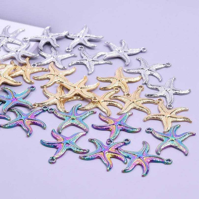 Steel Color Irregular Starfish Titanium Colorful Metal Pendants