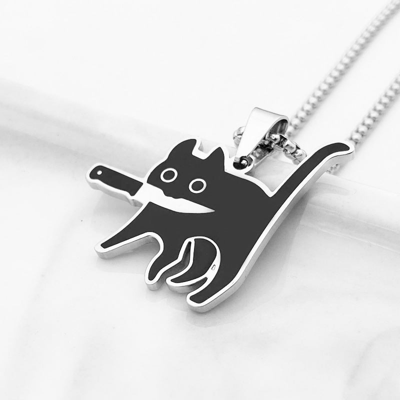 Knife Cat Cute Style Female Trendy Necklaces