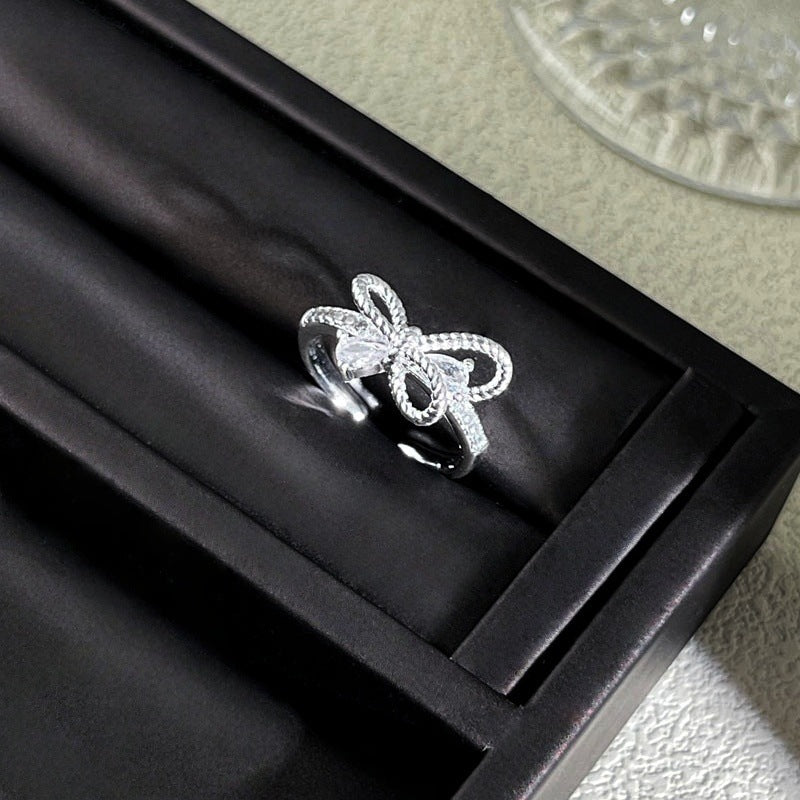 Sweet Style Niche Design Butterfly Flower Female Lace Hollow Out Ring
