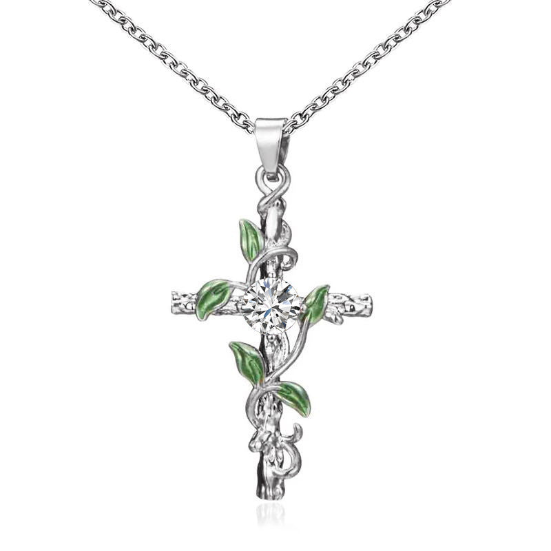 Full Diamond Cross Female Creative Design Geometric Necklaces