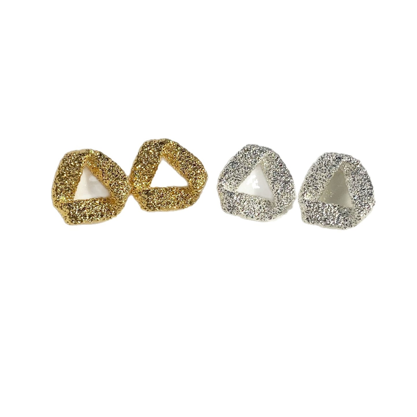 Simple Hollow Geometry Triangle Sier High Stud Earrings