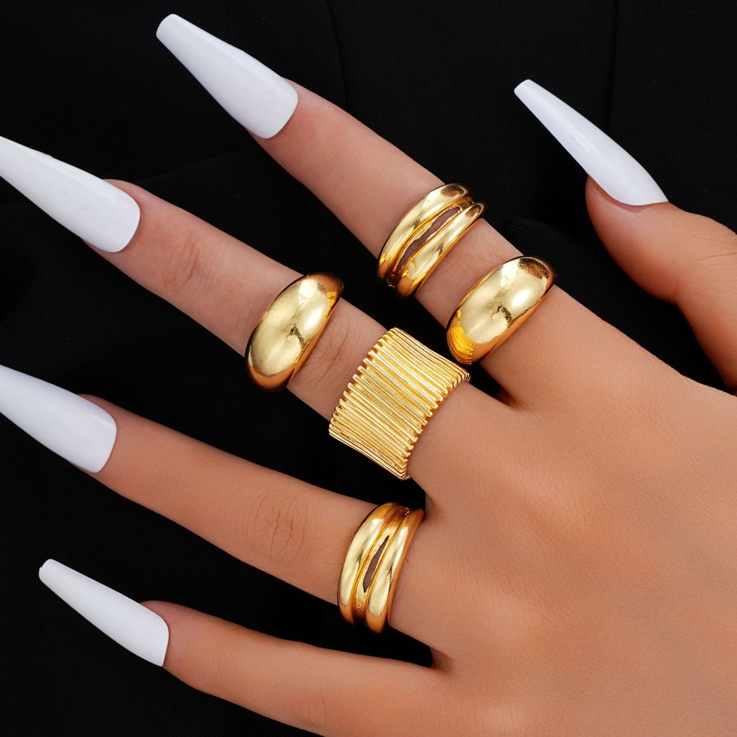Glossy Double Water Drop Alloy Simple Rings