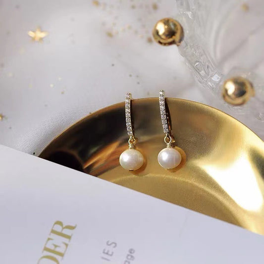 Women's Sterling Sier Natural Fresh Water Pearl Earrings