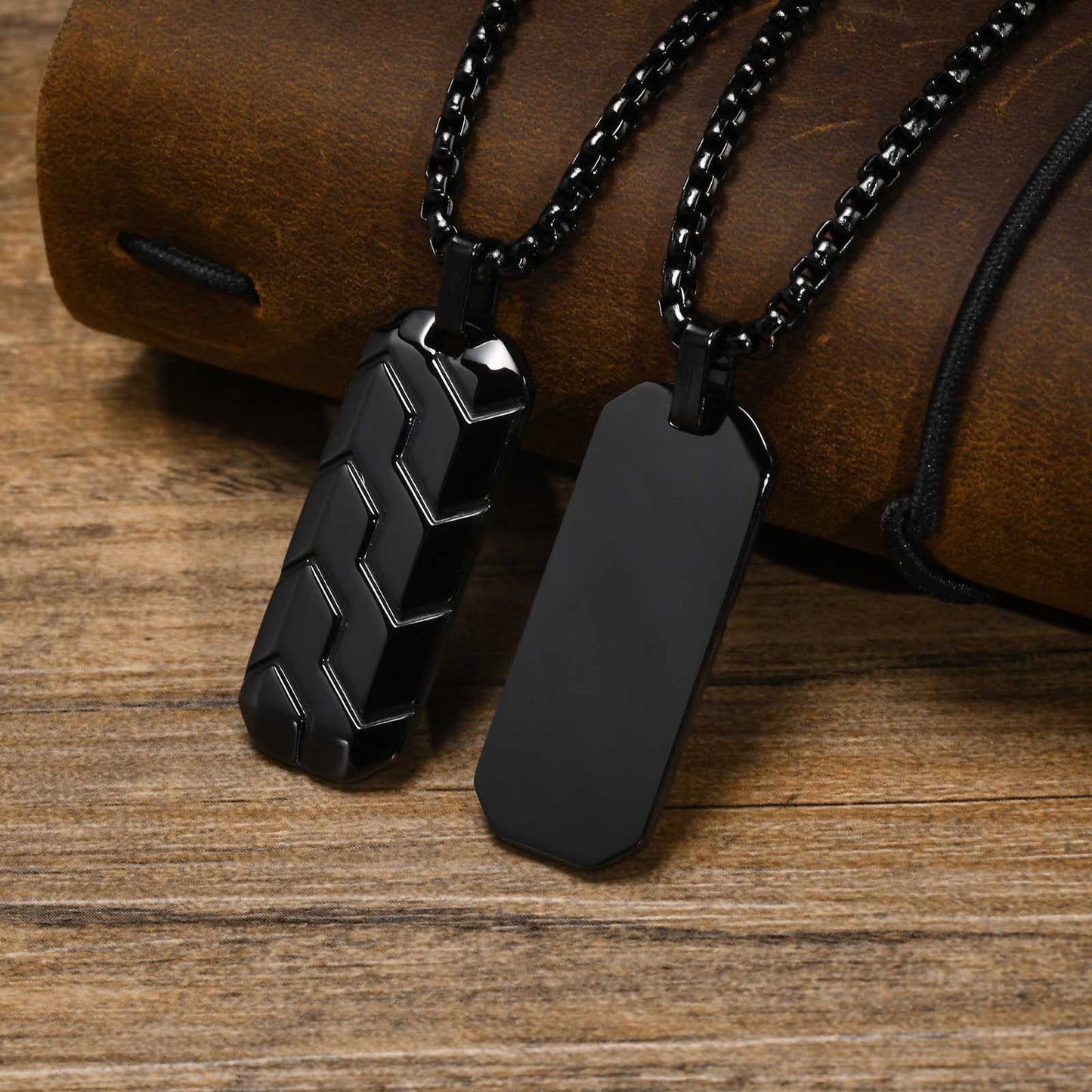 Men's Steel Geometric Tire Pattern Titanium Tide Pendants