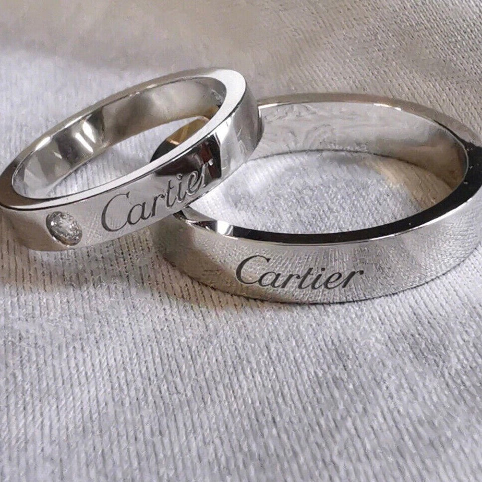 Home High Version Sier Signature Square Round Engagement Wedding Couple Ring