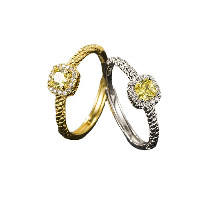 Sterling Sier Small Sugar Cube Citrine Rings