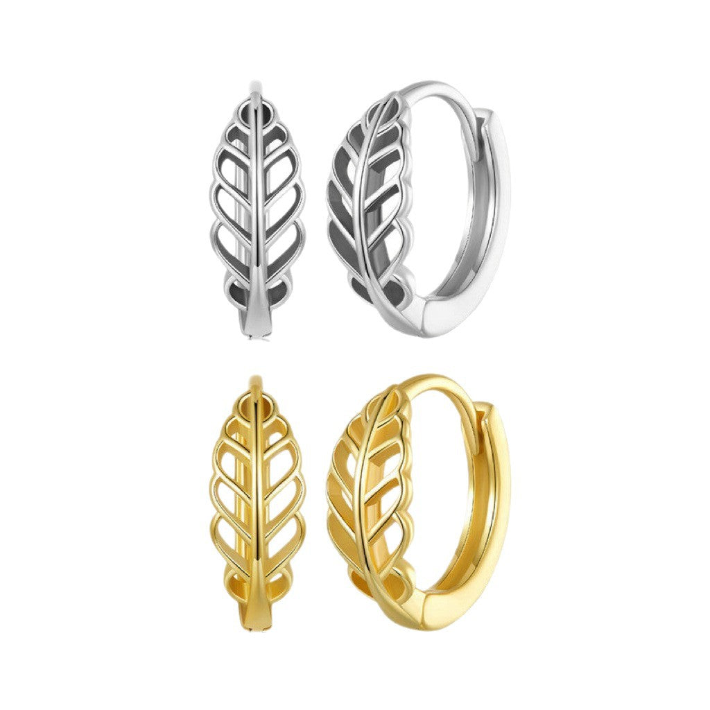 Personality Leaves Hollow Design Clip High Sense Simple Earrings