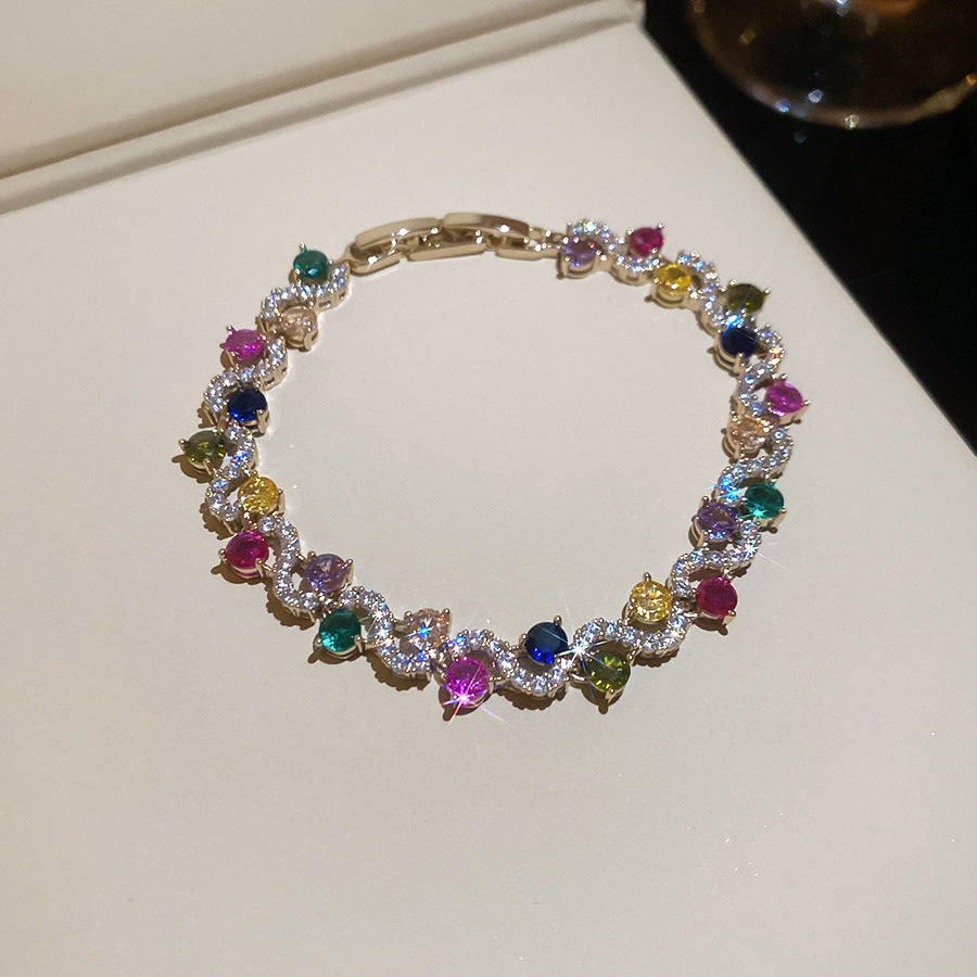 With Diamond Round Exquisite Fashion Retro Unique Design Light Luxury Bracelets