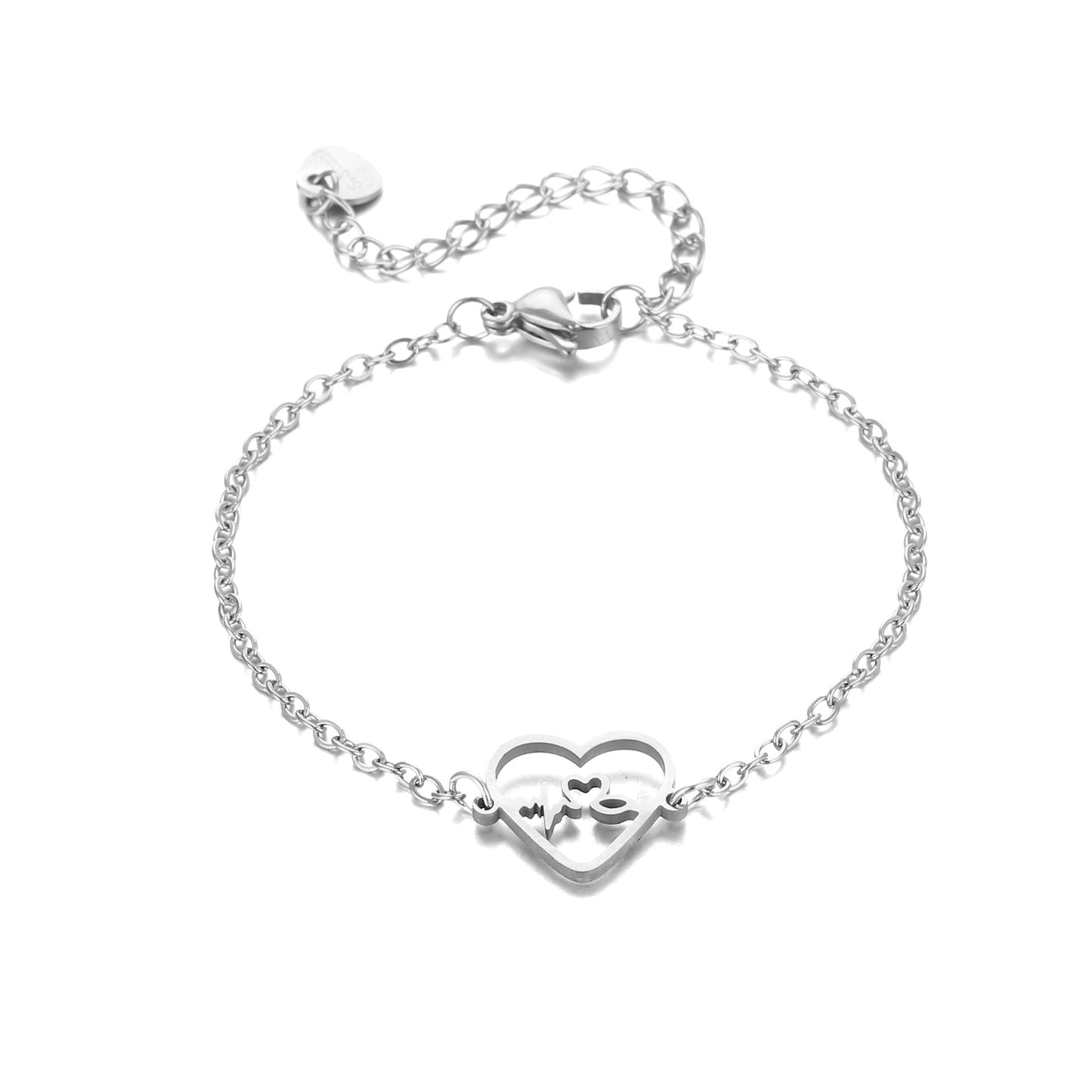 Steel Heart Hollow Heartbeat Fashion Simple Heart-shaped Bracelet