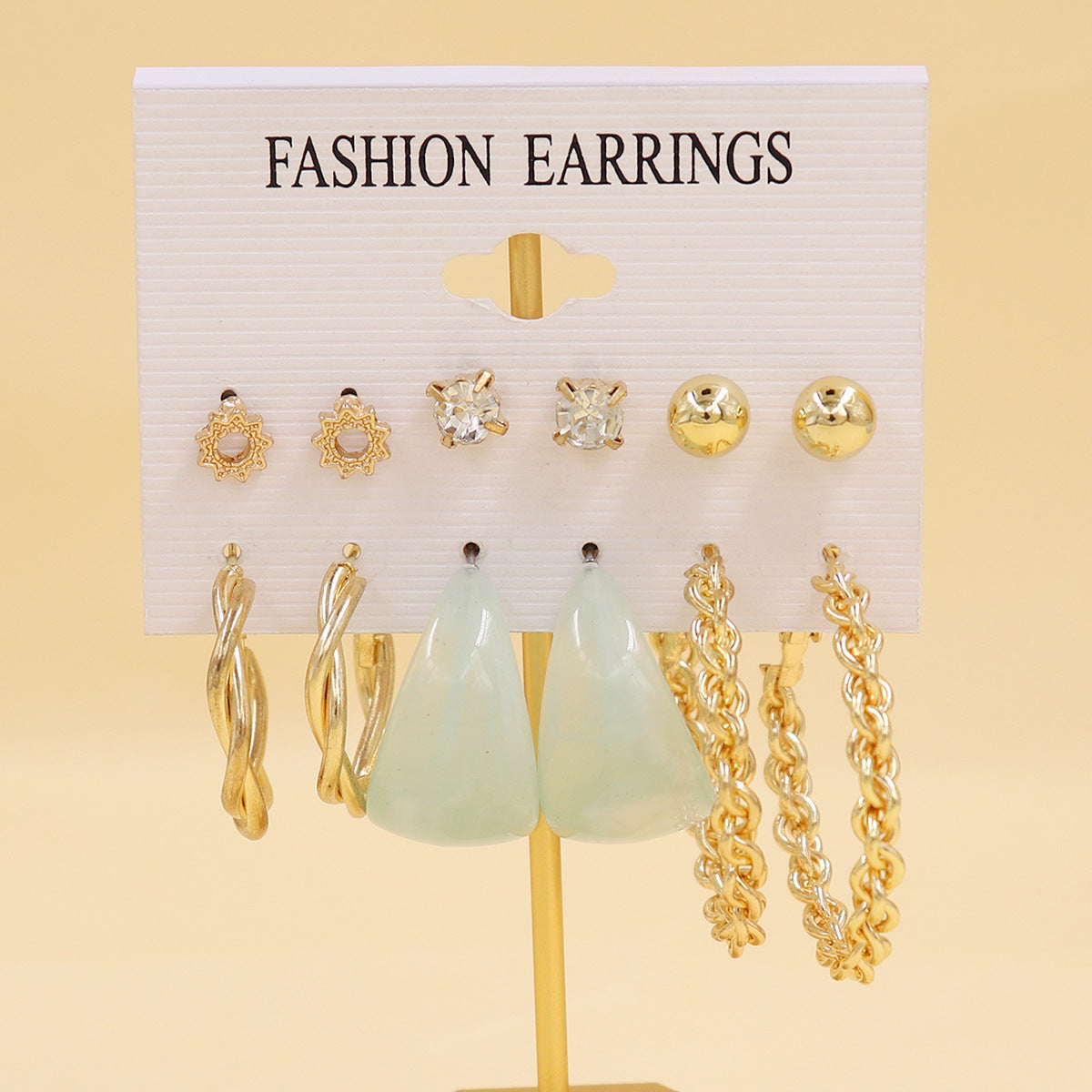Women's Color Resin Leopard Print Pairs Retro Fashion Earrings