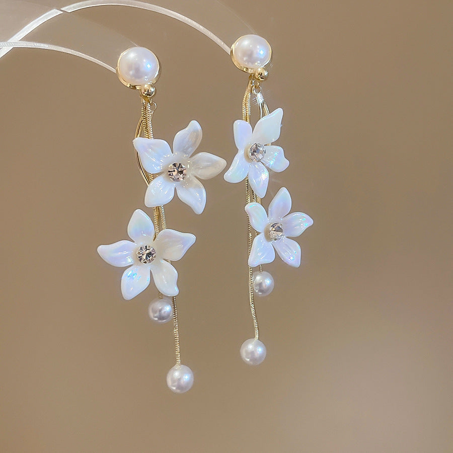 Needle Raffia Fabric White Flower Light Luxury Rings