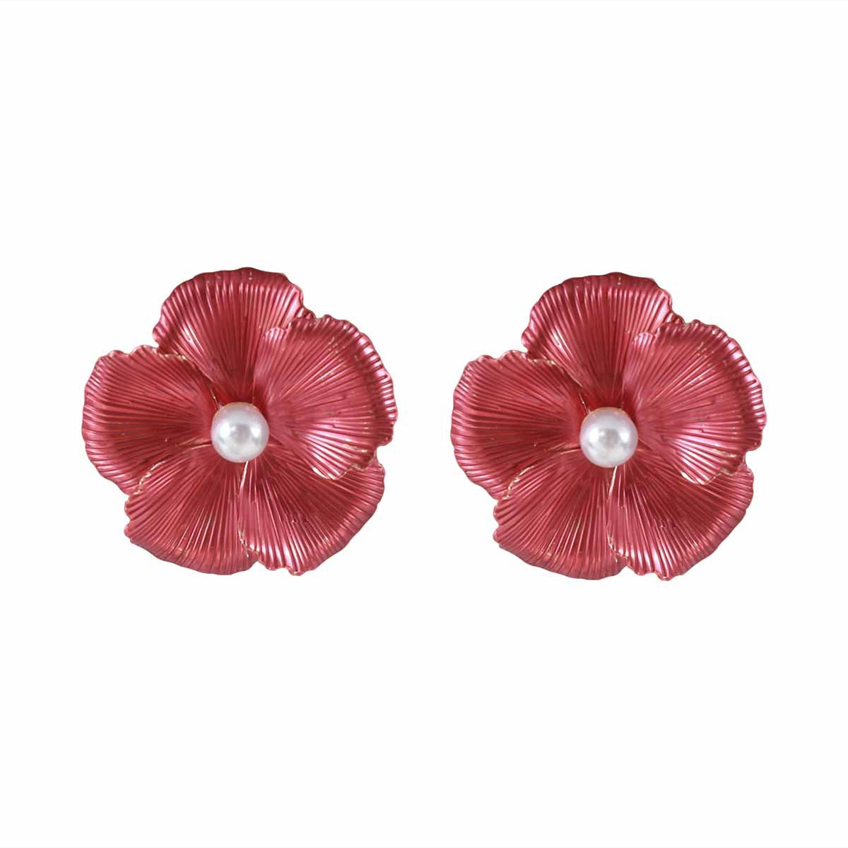 Women's Vacation Style Enamel Color Flower Pearl Light Luxury High-grade Earrings