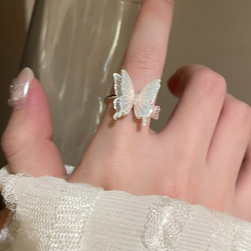 Fairy Luxury Zircon Butterfly Opening Light Trendy Index Finger Niche Ring