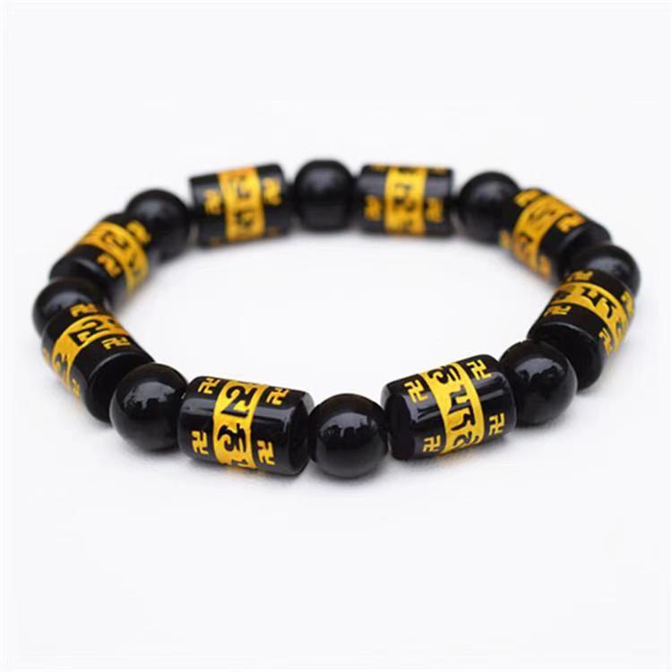 Stall Black Six Words Proverbs Barrel Beads Bead Right Rain Bracelet