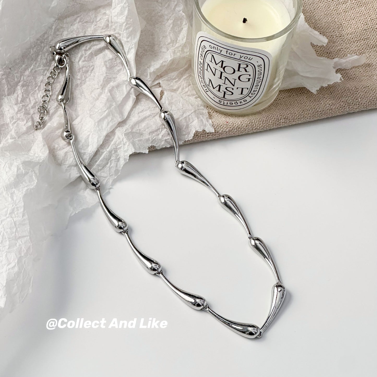 Bright Sier Water Ripple Minimalist Design Clavicle Chain Special Interest Necklace