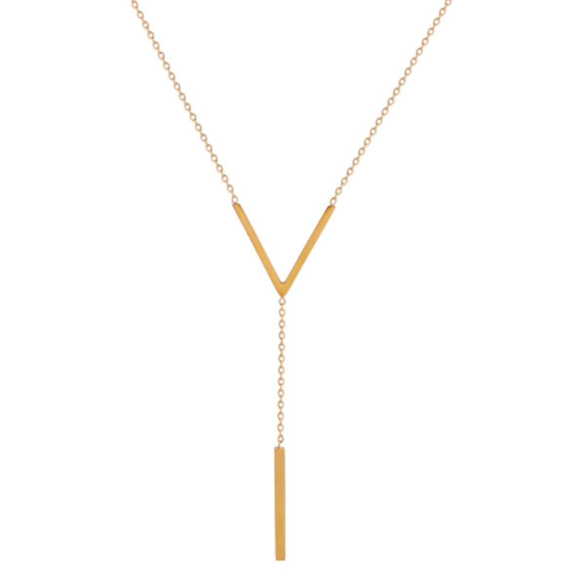 Sweater Chain Ladies Clavicle Simple Fashion V-shaped Letter Titanium Steel Necklace