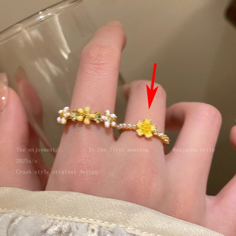 Pearl Zircon Butterfly Female Niche High-grade Light Luxury Couple Temperament Ring
