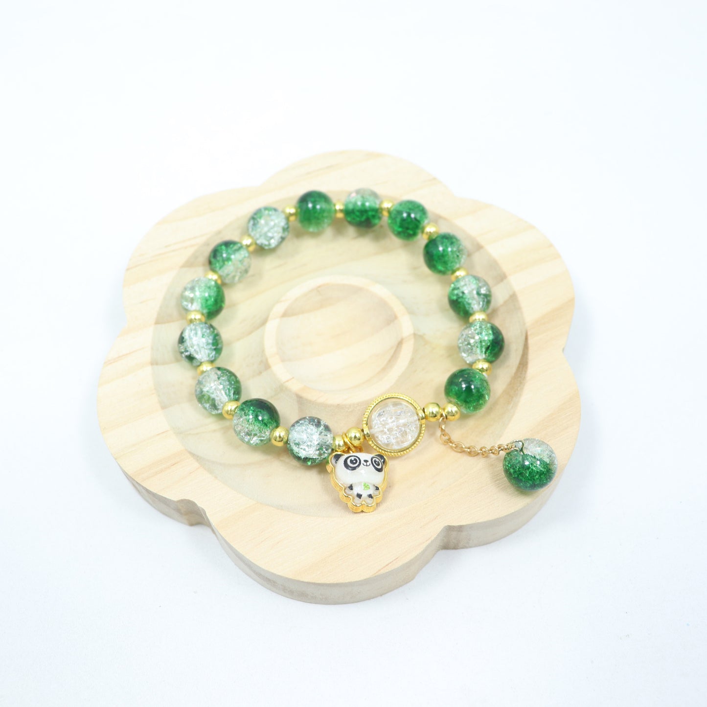 Two-tone Gradient Female Crystal Cartoon Panda Bracelets