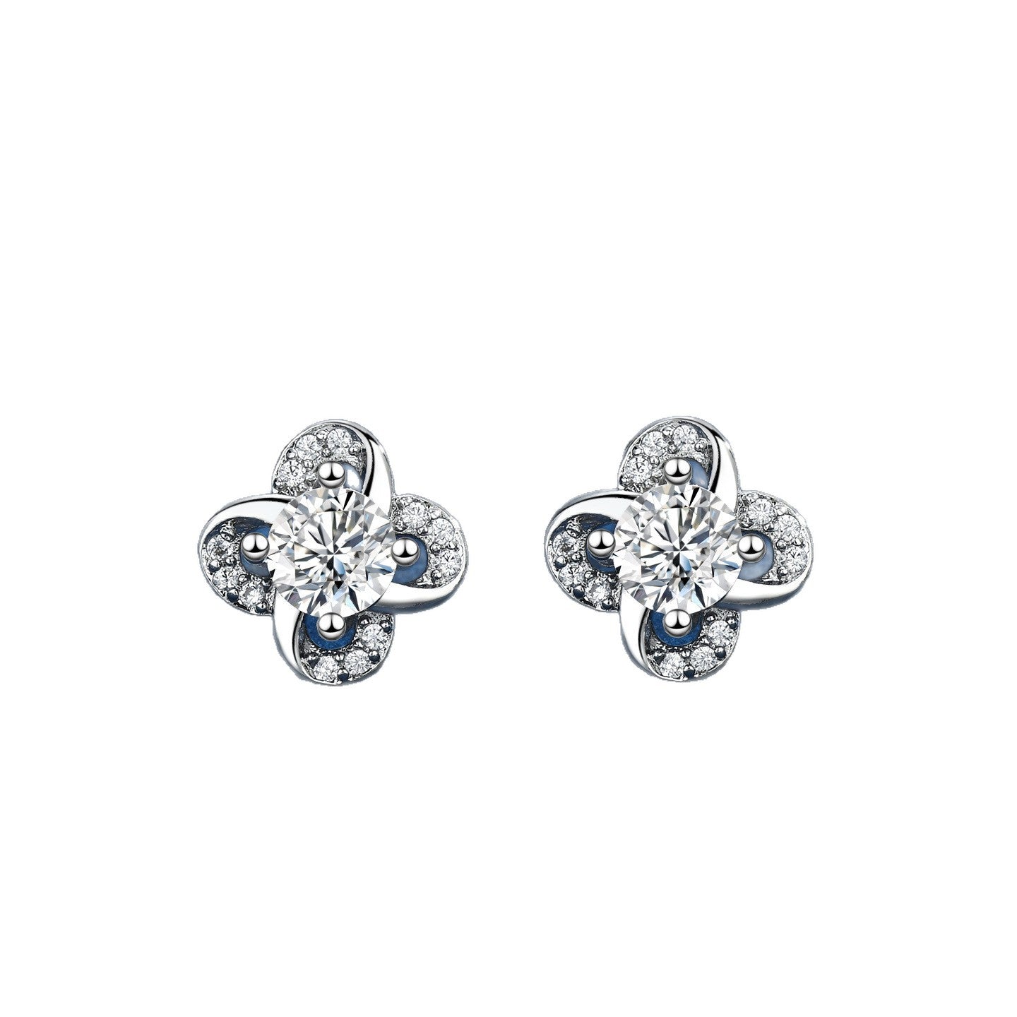 Women's Copper Plated Gold Micro Inlaid Zircon Stud Earrings