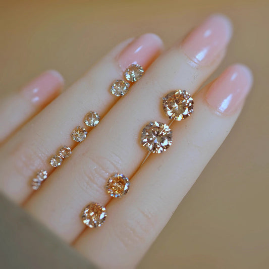 Women's Champagne Sterling Sier Round Zircon For Ear Rings
