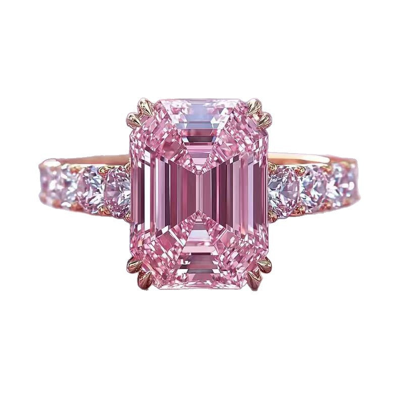 Women's Light Luxury High-grade Pink Gold Diamond Index Rings