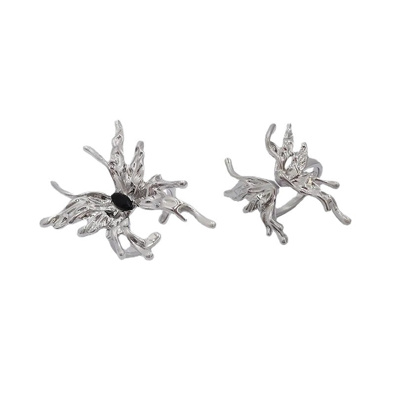 Light Luxury Liquid Open Butterfly Cold Style Index Finger Ring