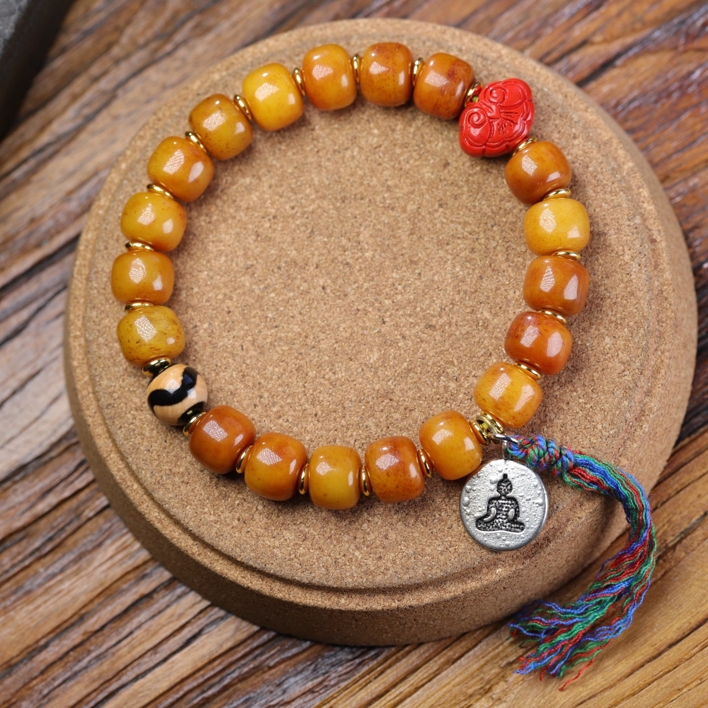 Yak Bone Barrel Beads Single Circle Ethnic Style Tibet Turquoise Bracelets