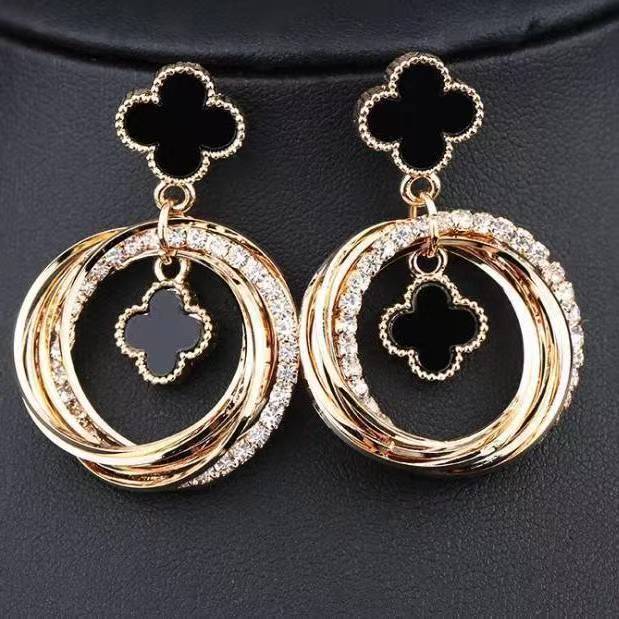 Drop Oil Clover Korean Style Temperament Earrings