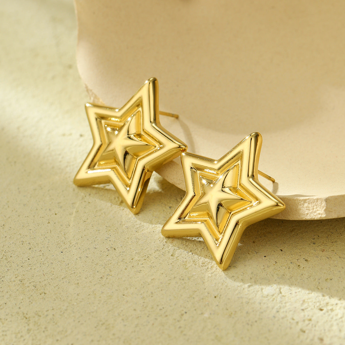 Square Titanium Steel Five-pointed Star High-grade Earrings