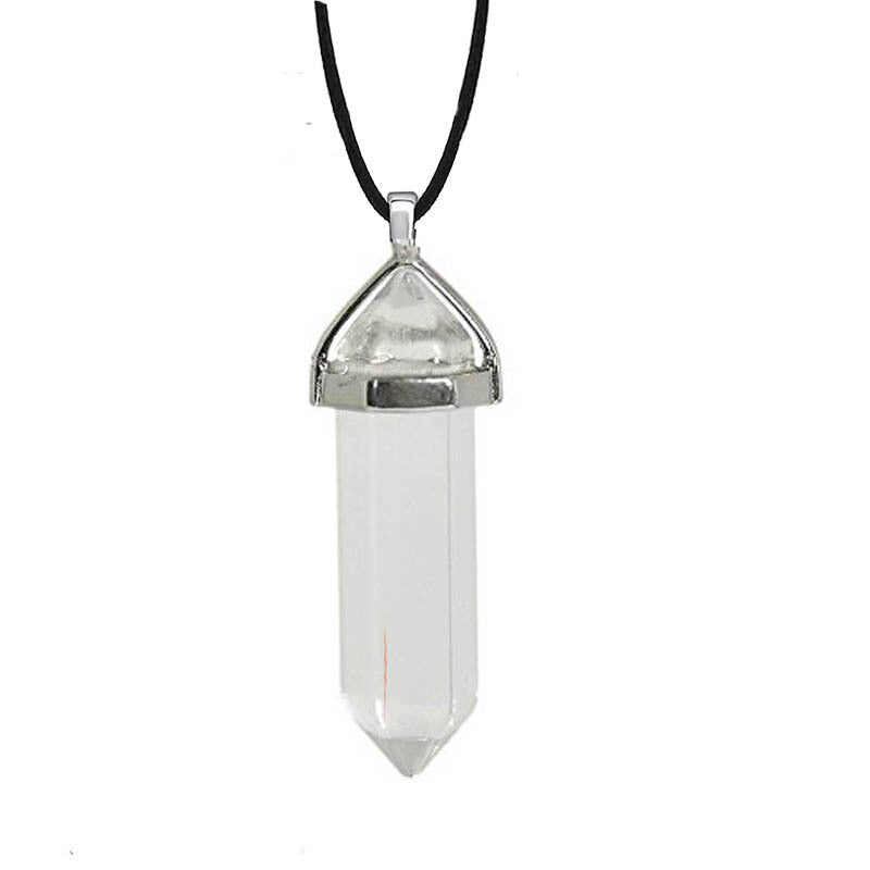 Natural Crystal Hexagon Prism Double Pointed Necklaces