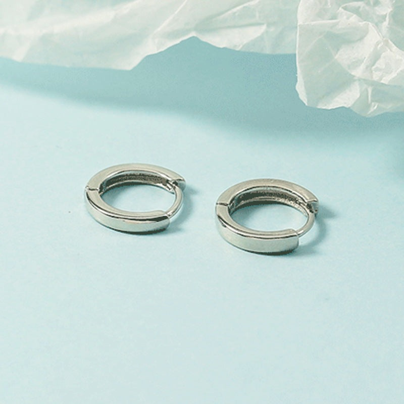 Korean Style Glossy Clip Plain Circle Simple Fashion Female Sleep Earrings