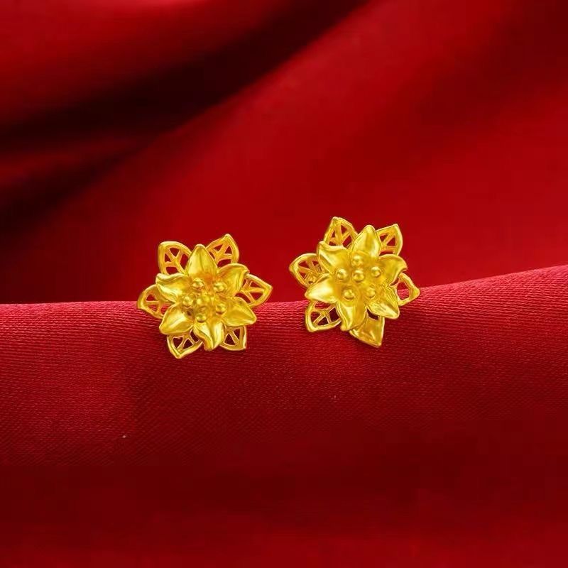 Women's Vietnam Placer Gold Rose Imitation Flower Love Rings